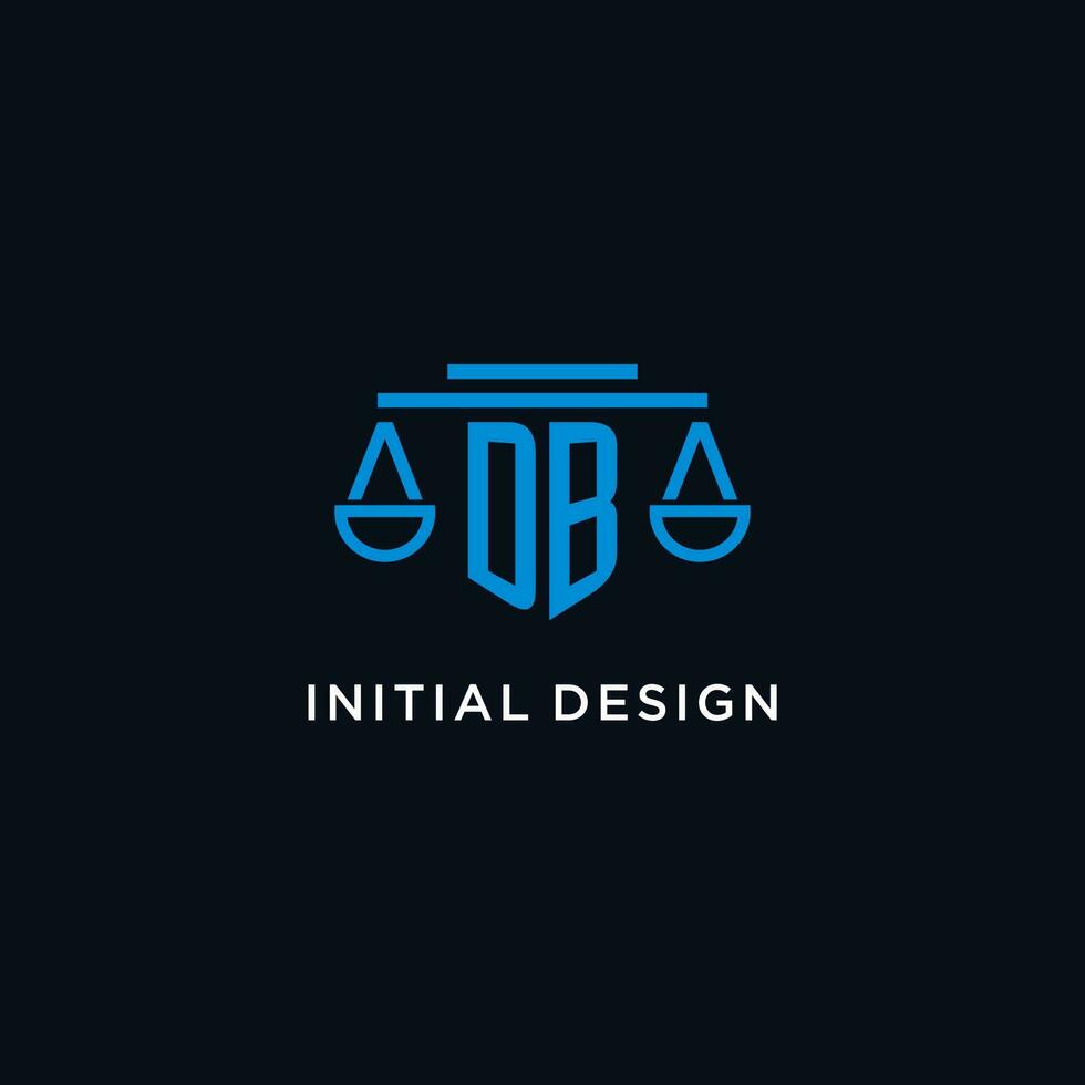 db Monogramm Initiale Logo mit Waage von Gerechtigkeit Symbol Design Inspiration vektor