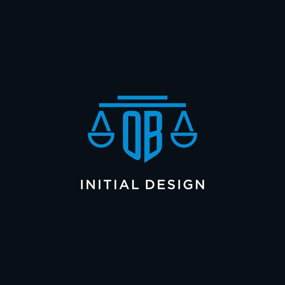 ob Monogramm Initiale Logo mit Waage von Gerechtigkeit Symbol Design Inspiration vektor