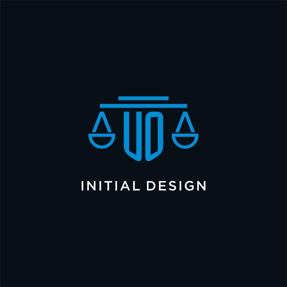 uo Monogramm Initiale Logo mit Waage von Gerechtigkeit Symbol Design Inspiration vektor