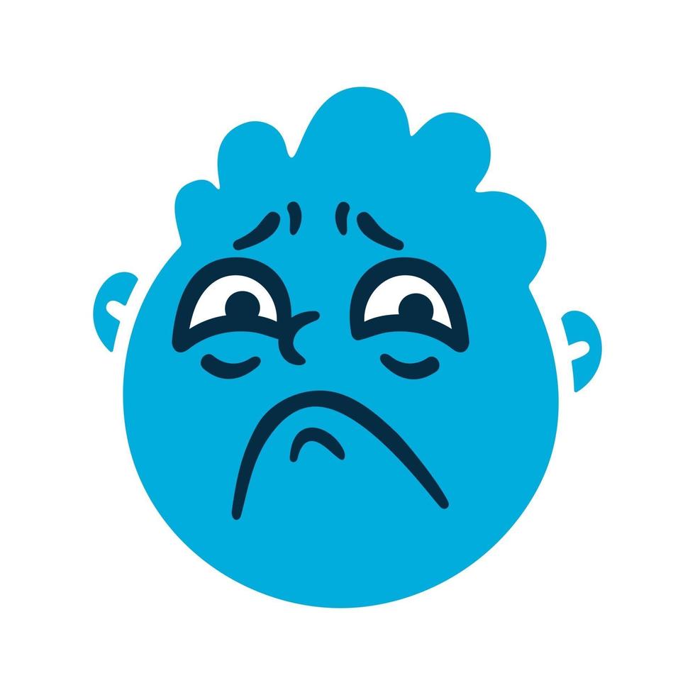 runda abstrakt ansikte med sorgliga känslor sorg emoji avatar porträtt av en upprörd man tecknad stil platt design vektorillustration vektor