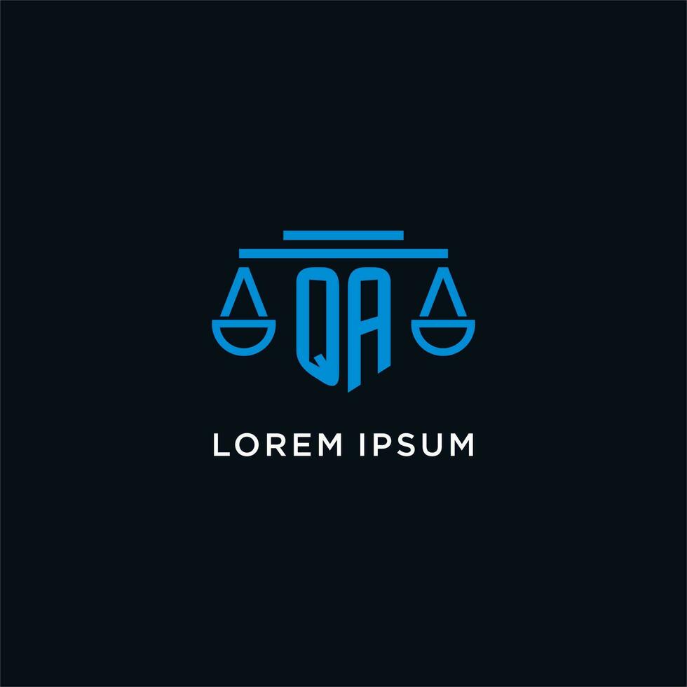 qa Monogramm Initiale Logo mit Waage von Gerechtigkeit Symbol Design Inspiration vektor