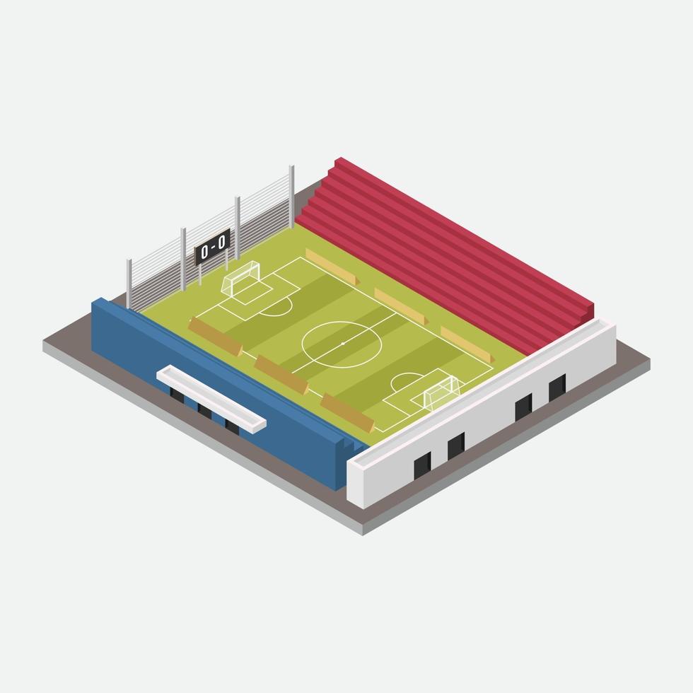 isometrisches Fußballfeldstadiongebäude für Fußballsport isoliert vektor