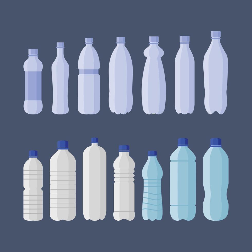 läsk och vatten plastflaskor set vektor