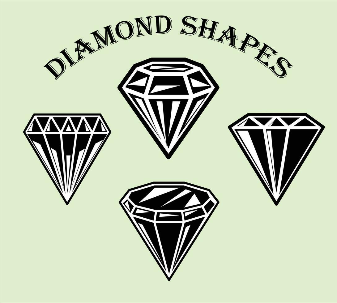 diamant pärla och kristall svart och vit vektor