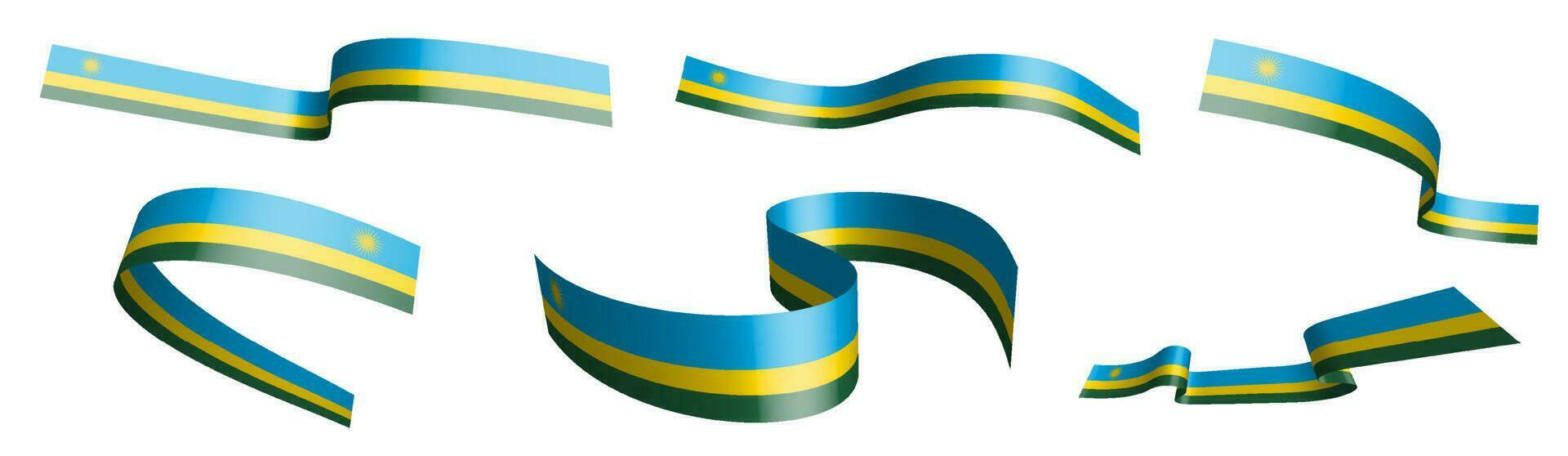 uppsättning av Semester band. flagga av republik av rwanda vinka i vind. separation in i lägre och övre skikten. design element. vektor på vit bakgrund