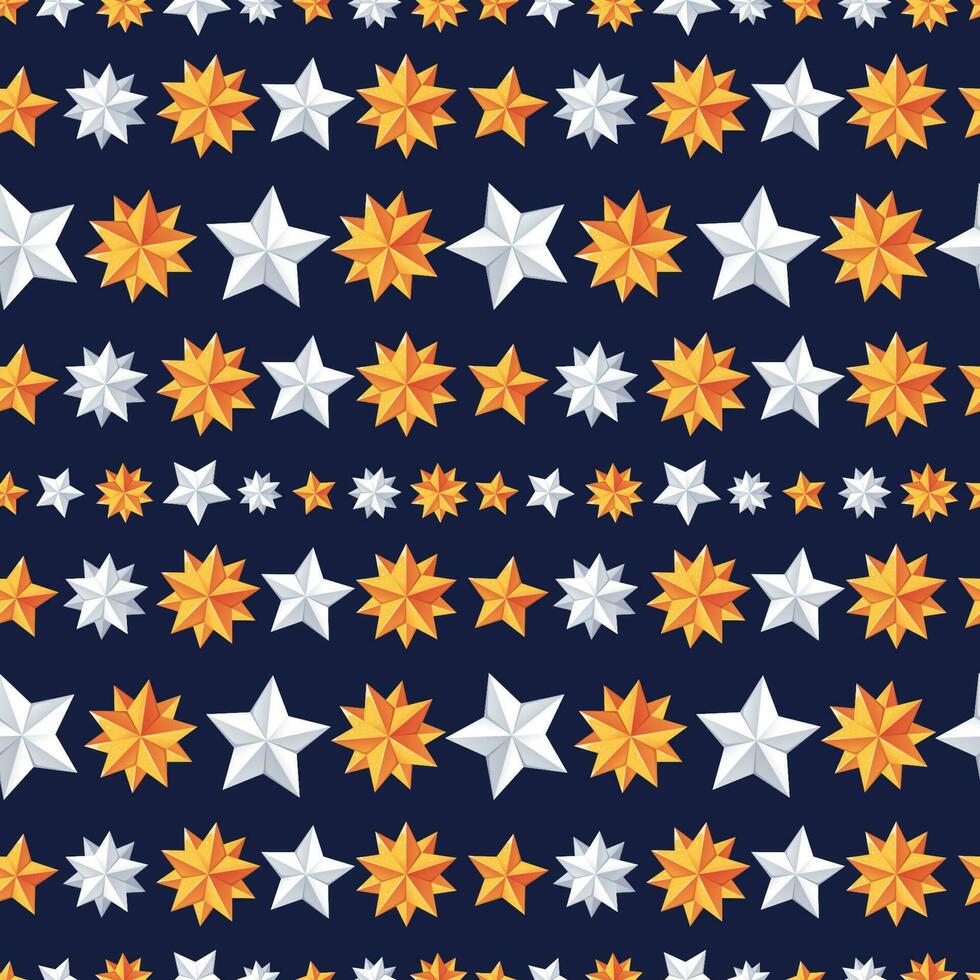 Weihnachten nahtlos Muster mit Gold und Weiß Sterne auf ein Blau Hintergrund. geeignet zum Urlaub Verpackung Papier, Stoff, Hintergrund vektor
