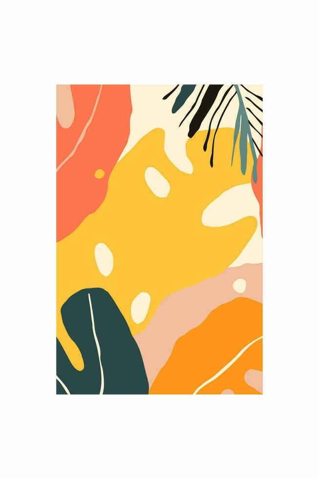 abstrakt Hintergrund mit tropisch Blätter, Hand gezeichnet Gekritzel Texturen. vektor