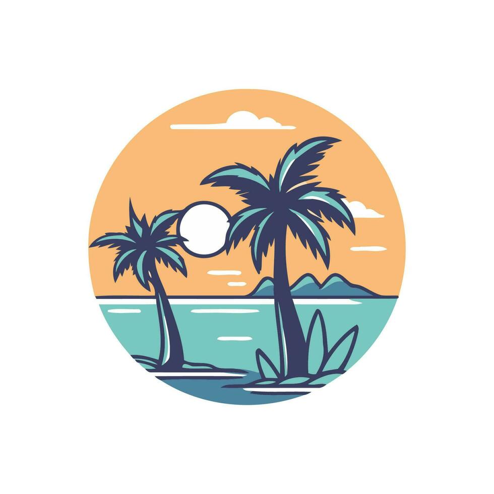 Palme Bäume auf das Strand. Vektor Illustration im eben Stil