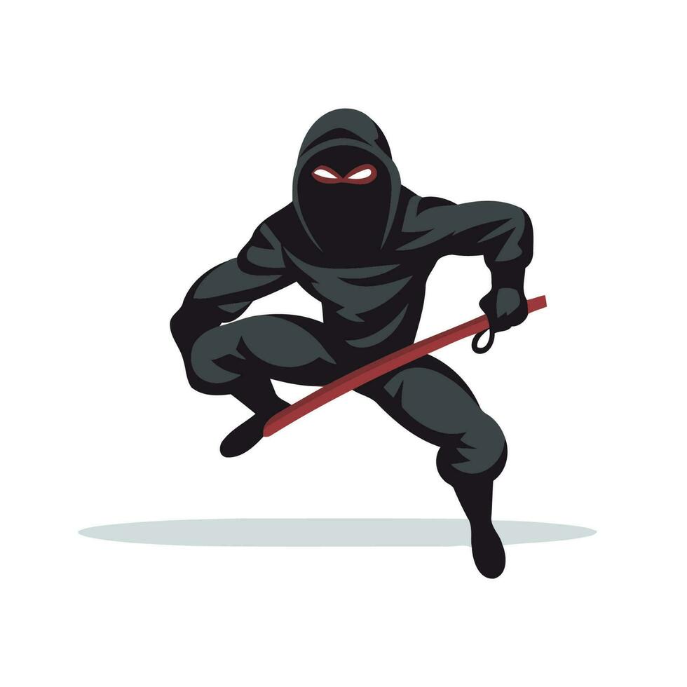 Ninja Vektor Illustration isoliert auf Weiß Hintergrund. Karikatur Ninja Vektor Illustration.