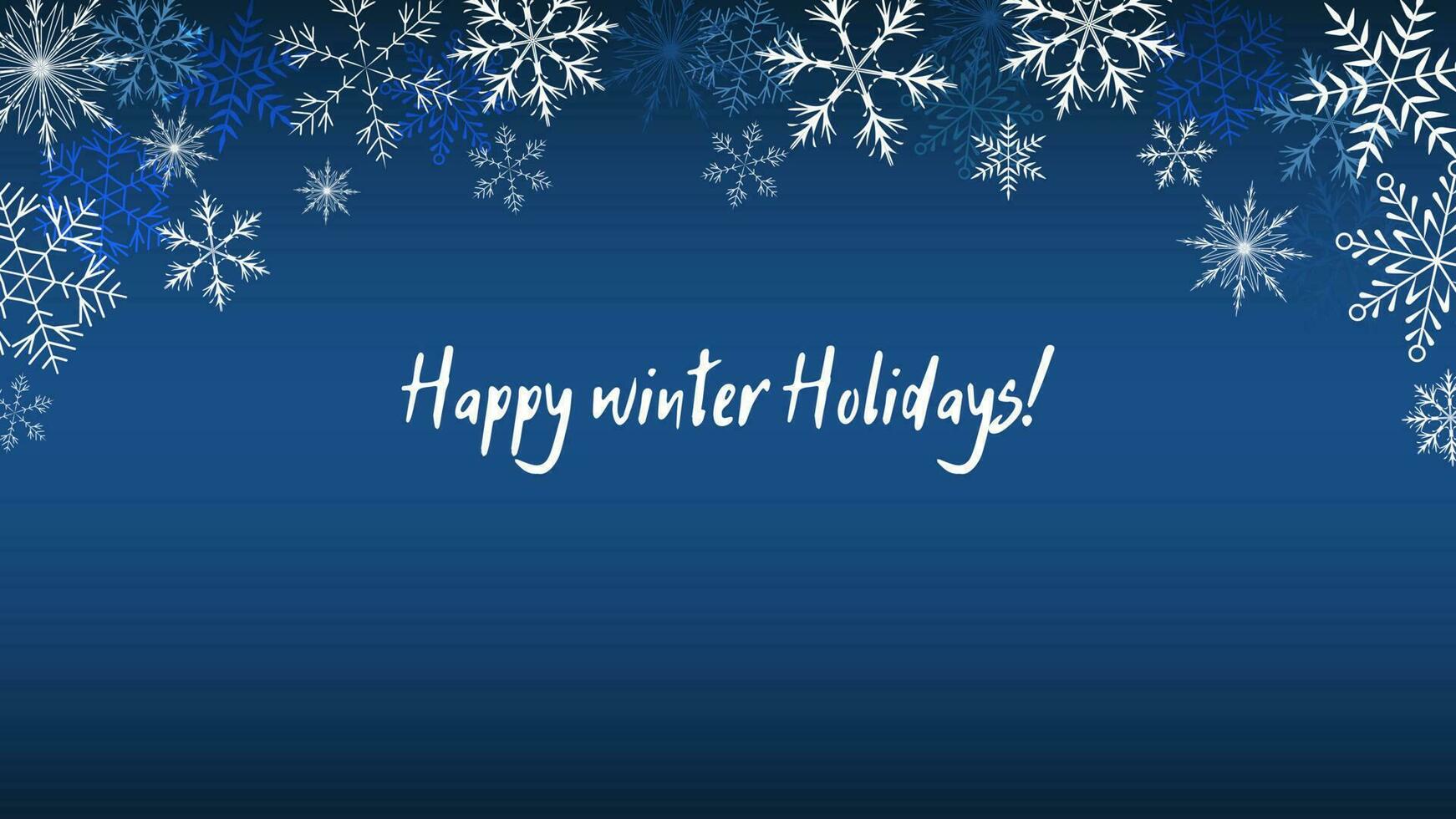 Vektor Hintergrund mit mehrfarbig Schneeflocken auf ein Blau Hintergrund. festlich Weihnachten Hintergrund mit Bokeh Elemente zum Einladungen, Webseiten, drucken, Dekor, usw.