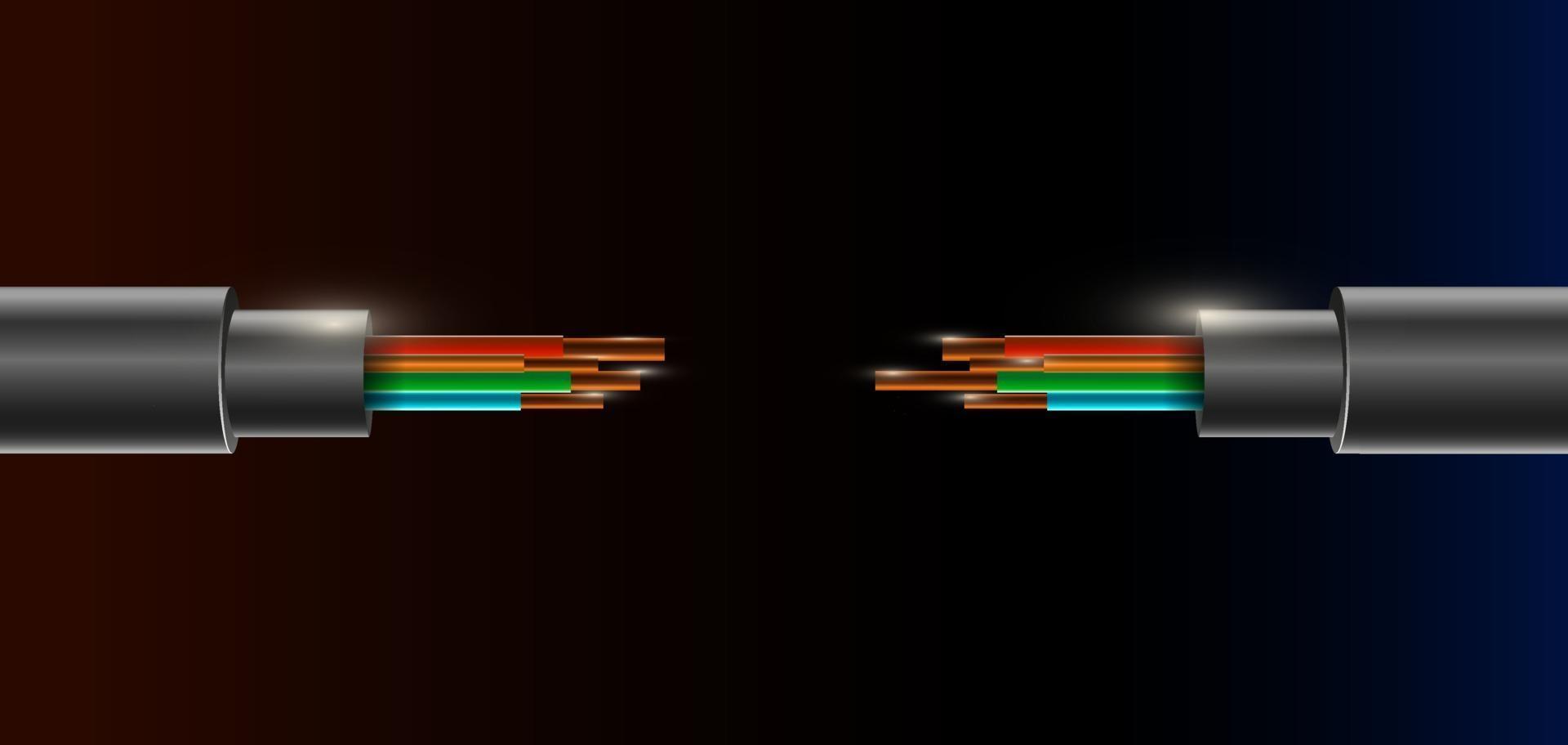 Elektrokabel Technologie Hintergrund oder Glasfaserkabel vektor