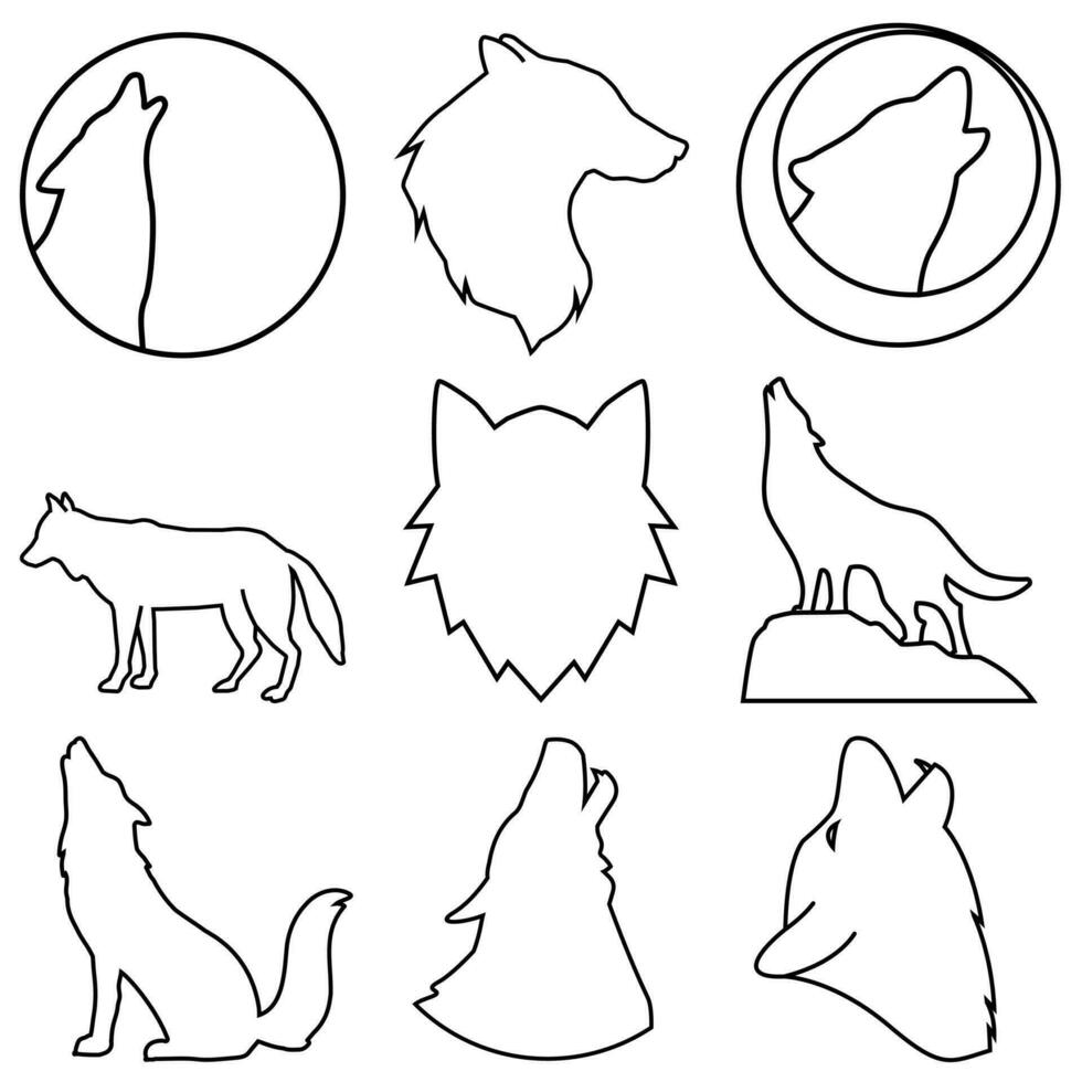 Wolf Symbol Vektor Satz. Tiere Illustration Zeichen Sammlung. wild Leben Symbol.