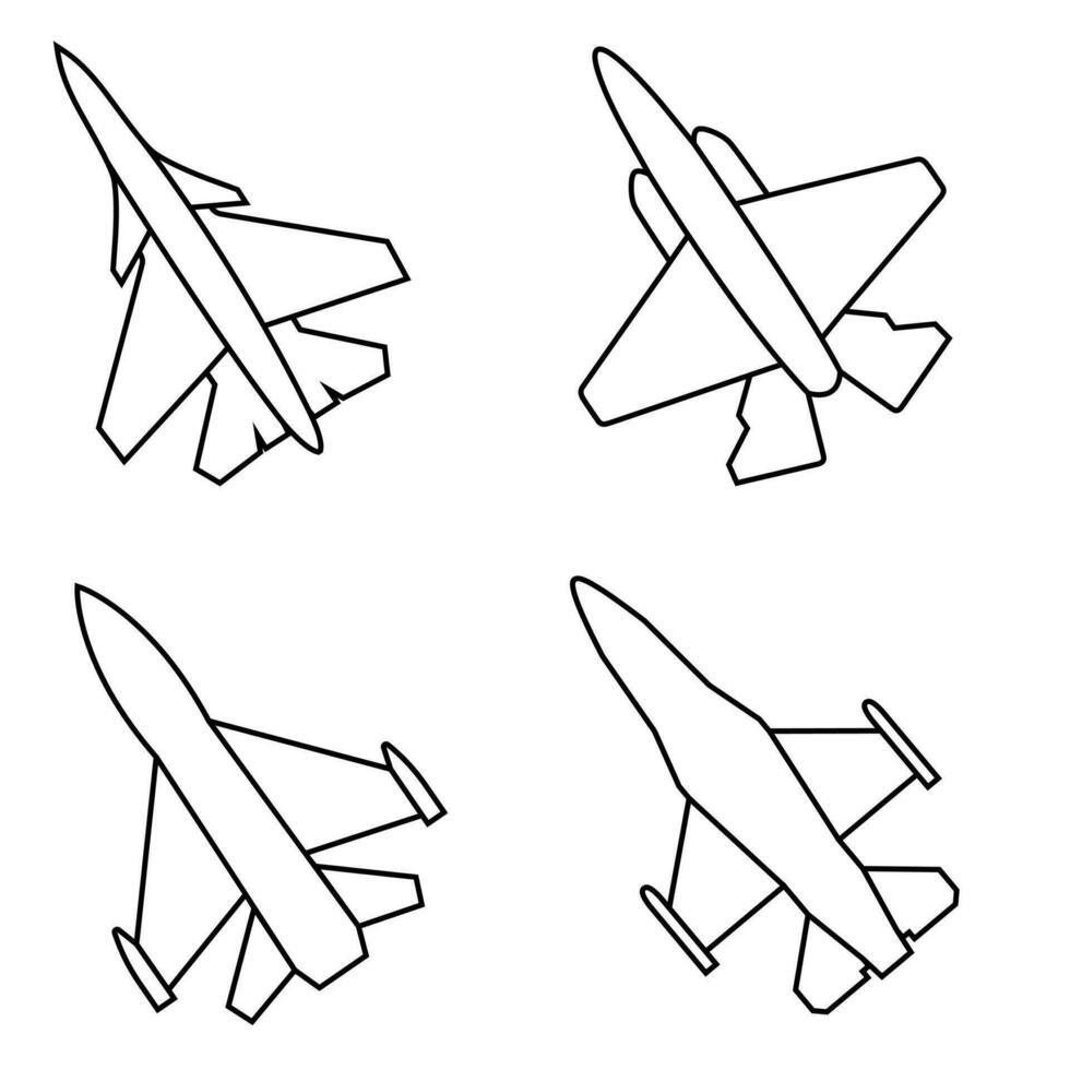 Kämpfer Jet Symbol Vektor Satz. Luft Macht Illustration Zeichen Sammlung. Luftfahrt Symbol.