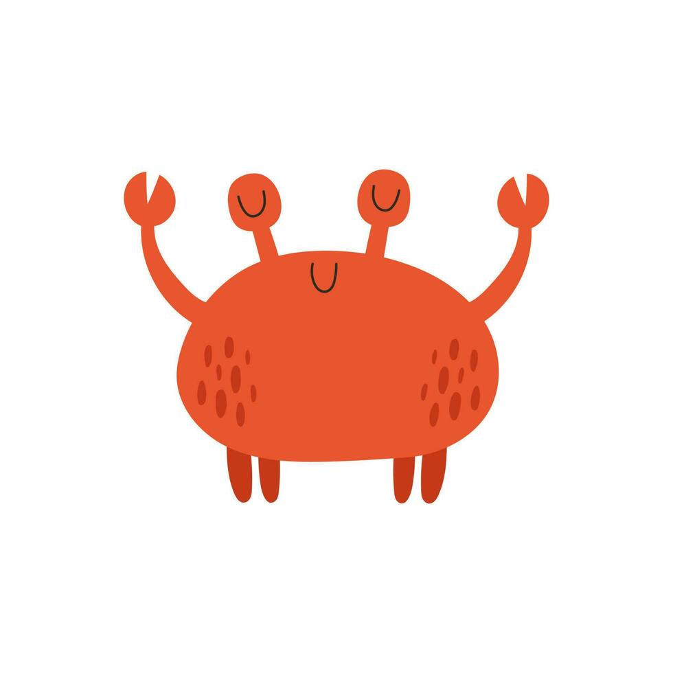 Karton Krabbe. Hand zeichnen süß Krabbe. Vektor Illustration