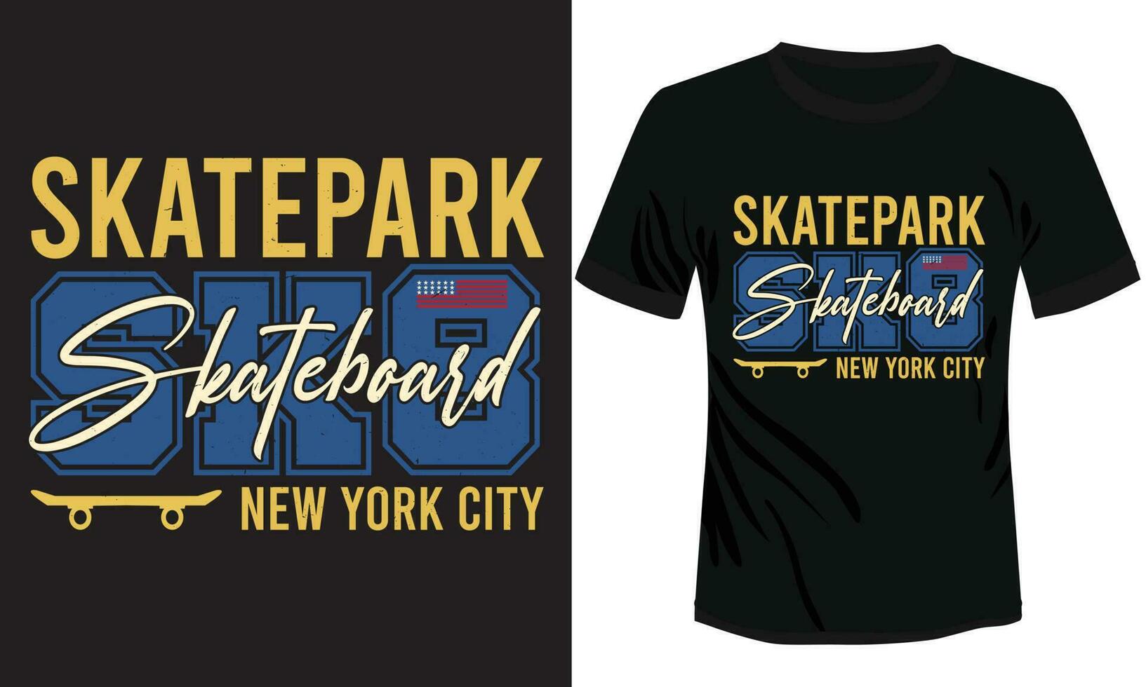 Skateboard T-Shirt Design Vektor Illustration Skatepark Neu York Stadt