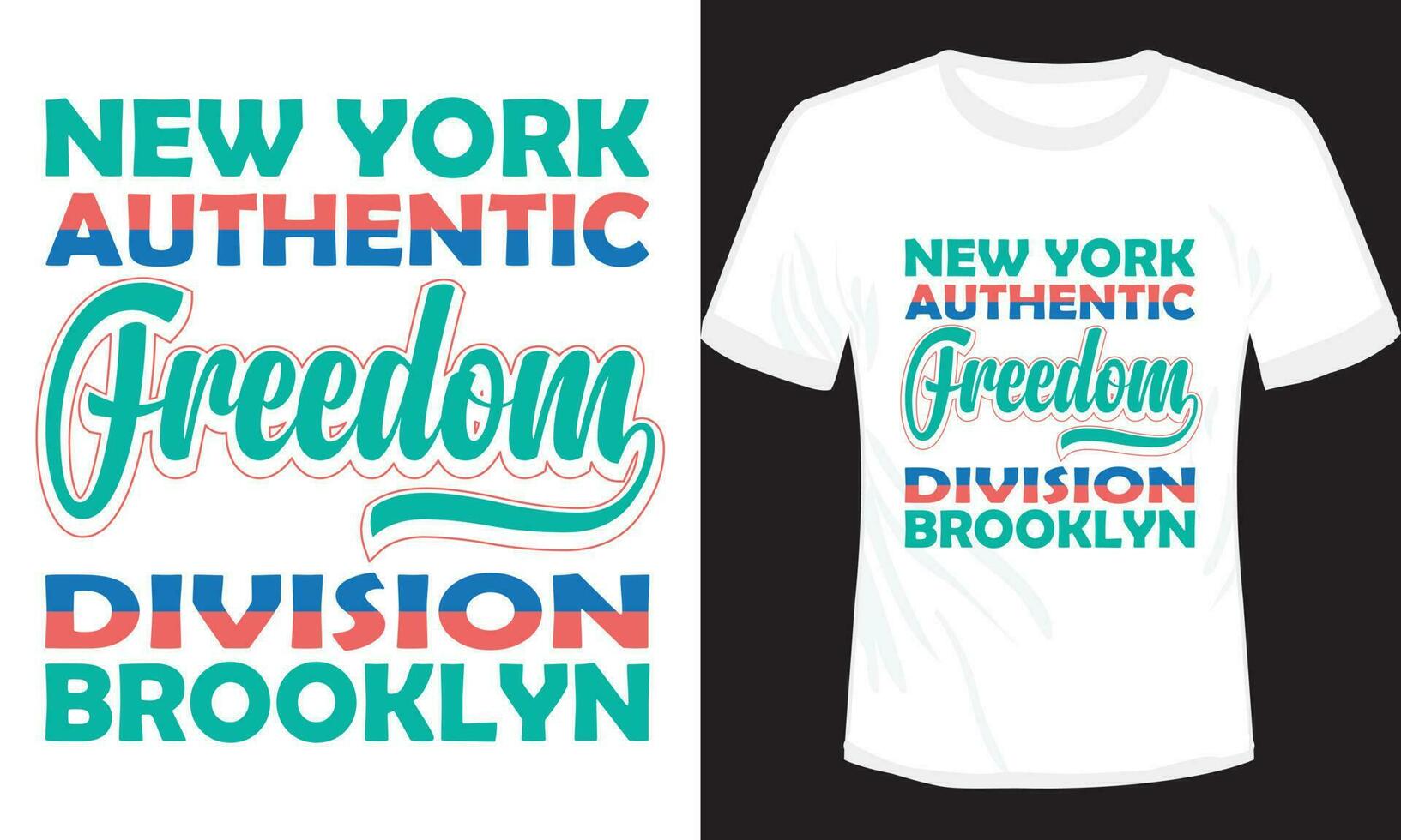 Neu York authentisch Aufteilung Brooklyn T-Shirt Design Vektor