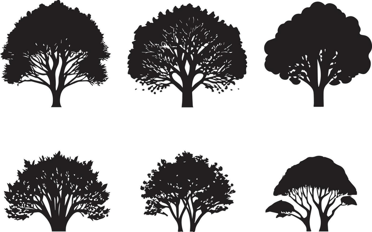 Vektor einstellen von Pflanze und Baum Silhouette Illustration, minimalistisch Baum Silhouette einstellen