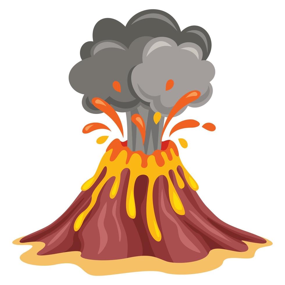 vulkanutbrott och lavateckning vektor
