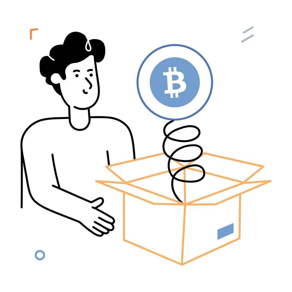 trendig bitcoin låda vektor