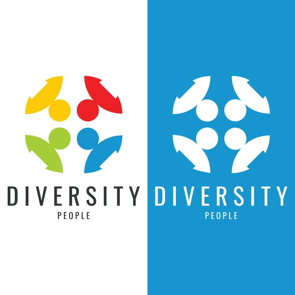 färgrik mångfald logotyp mall. ikon av enhet, vänskap, gemenskap och samhörighet. vektor