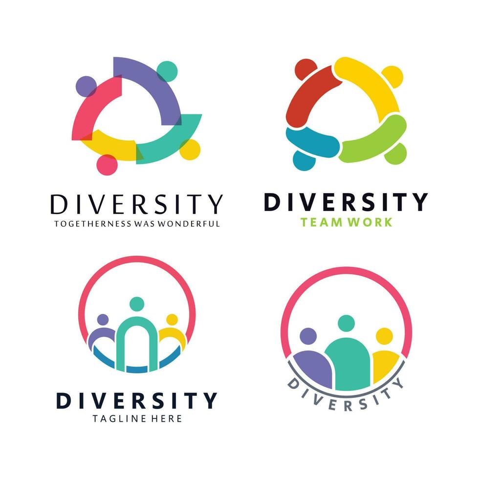 bunt Vielfalt Logo Vorlage. Symbol von Einheit, Freundschaft, Gemeinschaft und Zusammengehörigkeit. vektor