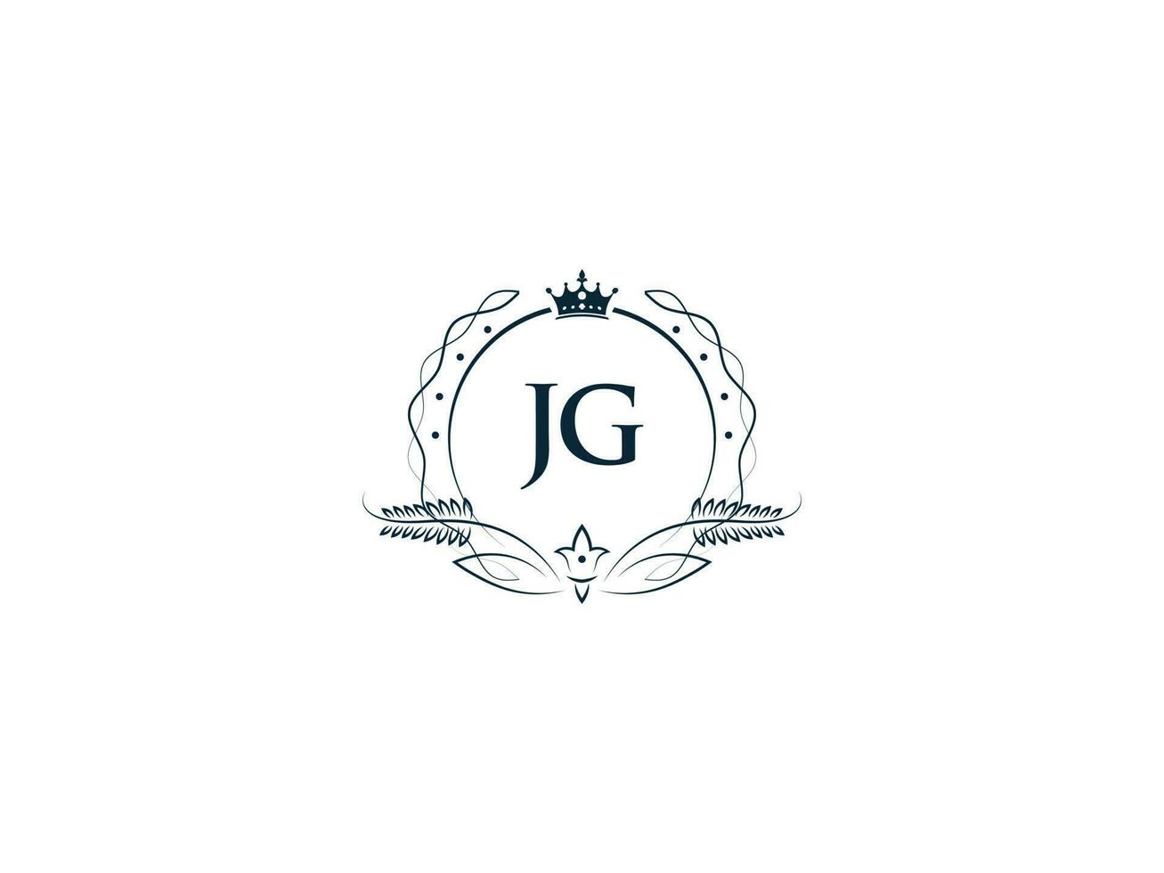 monogram jg feminin företag logotyp design, lyx jg gj kunglig krona logotyp ikon vektor