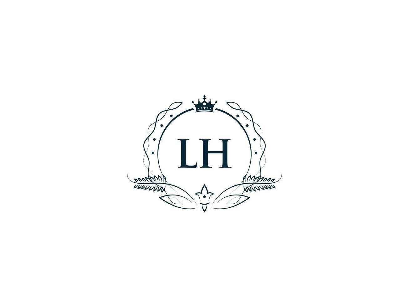 feminin lh lyx krona logotyp, minimalistisk lh hl logotyp brev vektor konst