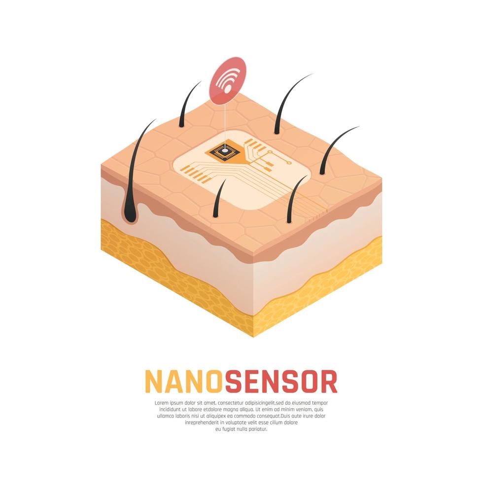 nanoteknik isometrisk komposition vektorillustration vektor