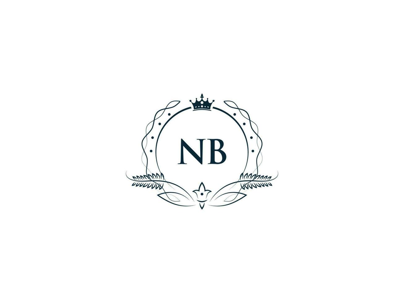 minimalistisk nb feminin logotyp första, lyx krona nb bn företag logotyp design vektor