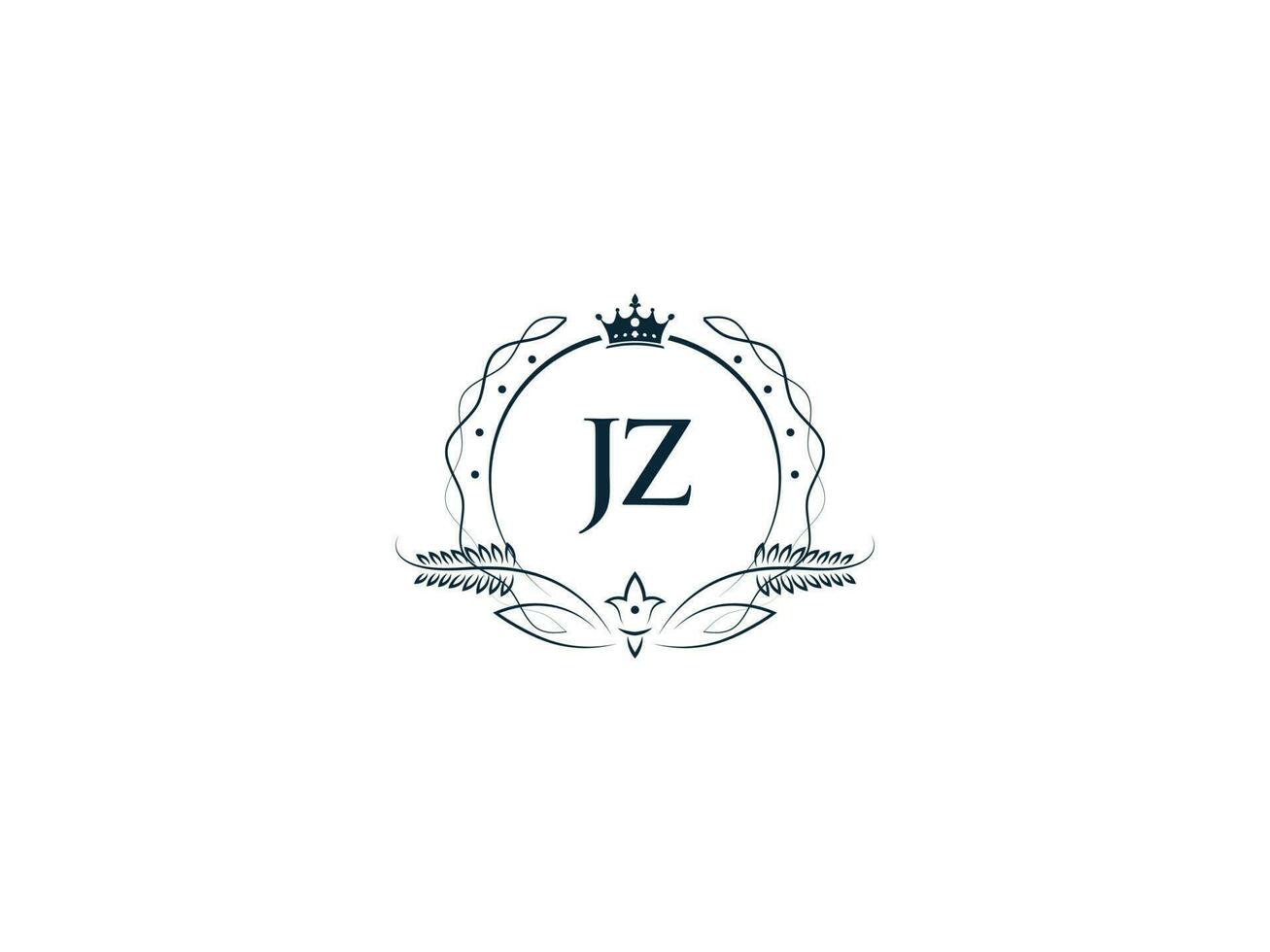 monogram jz feminin företag logotyp design, lyx jz zj kunglig krona logotyp ikon vektor