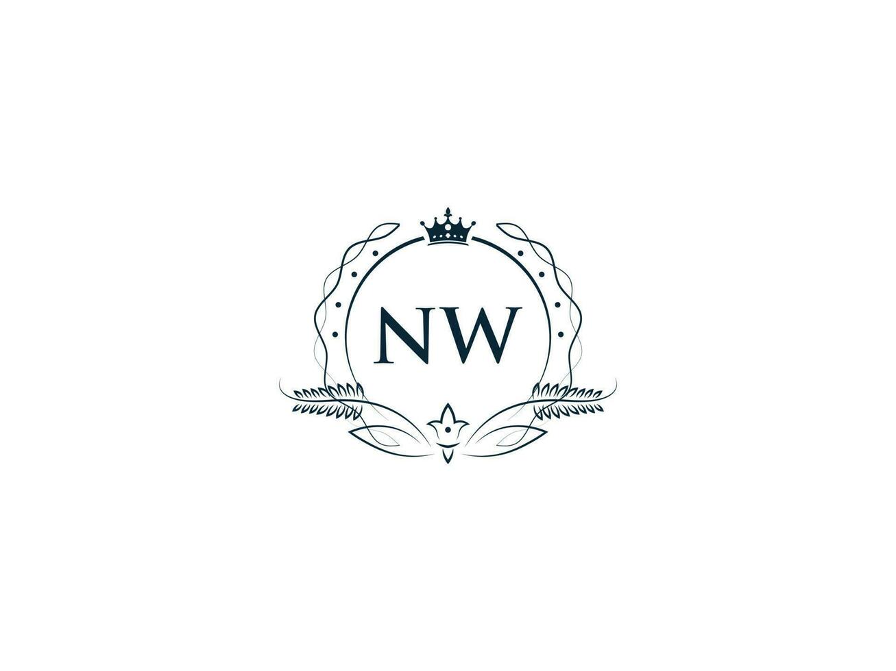 minimalistisk nw feminin logotyp första, lyx krona nw wn företag logotyp design vektor