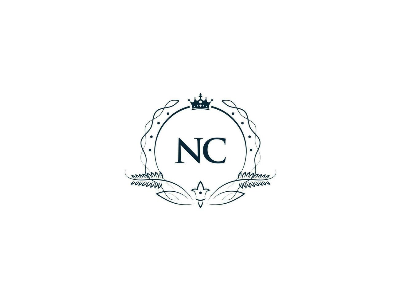 minimalistisk nc feminin logotyp första, lyx krona nc cn företag logotyp design vektor