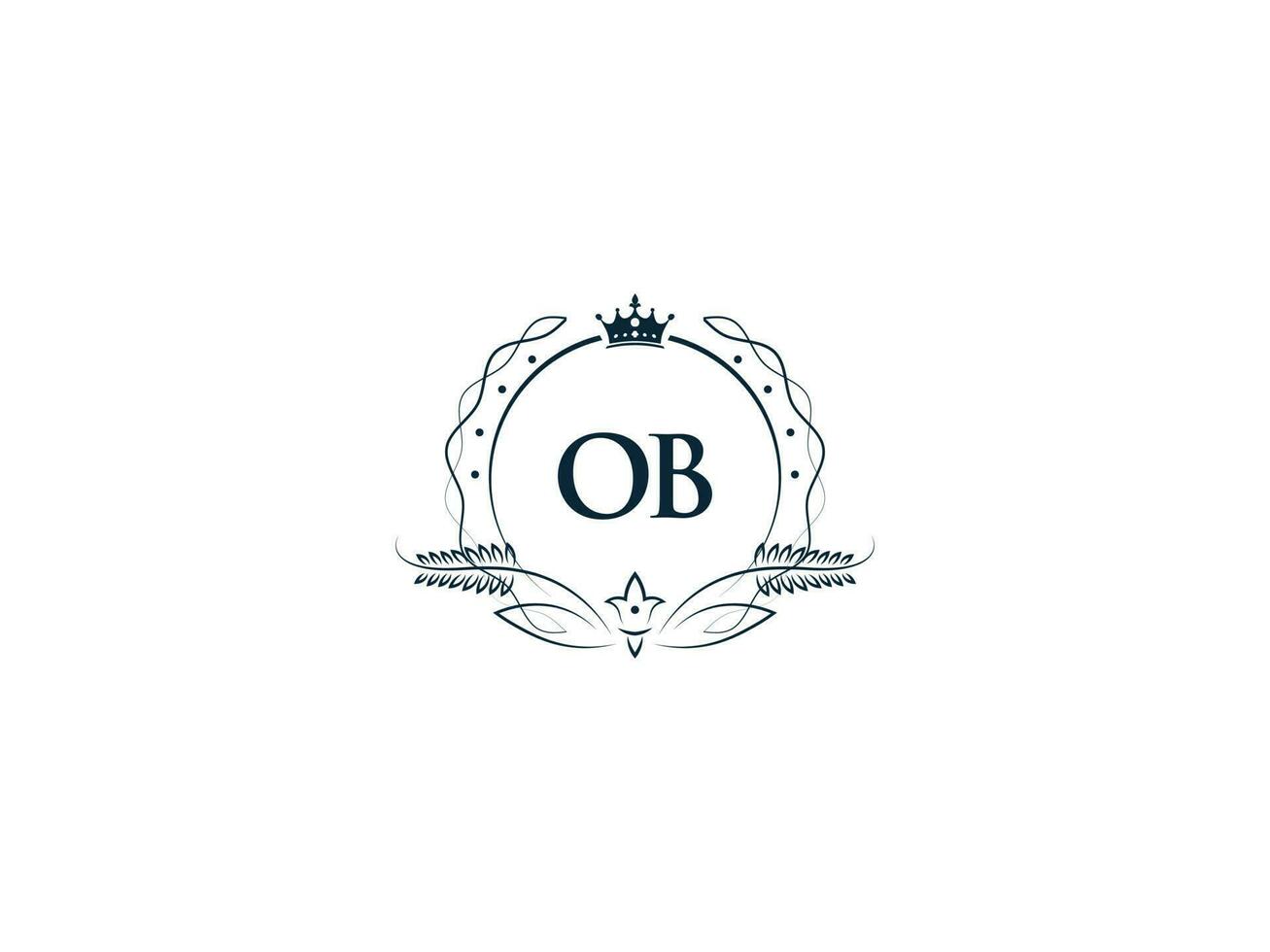 minimalistisk ob feminin logotyp tillverkare, alfabet ob bo logotyp brev vektor krona