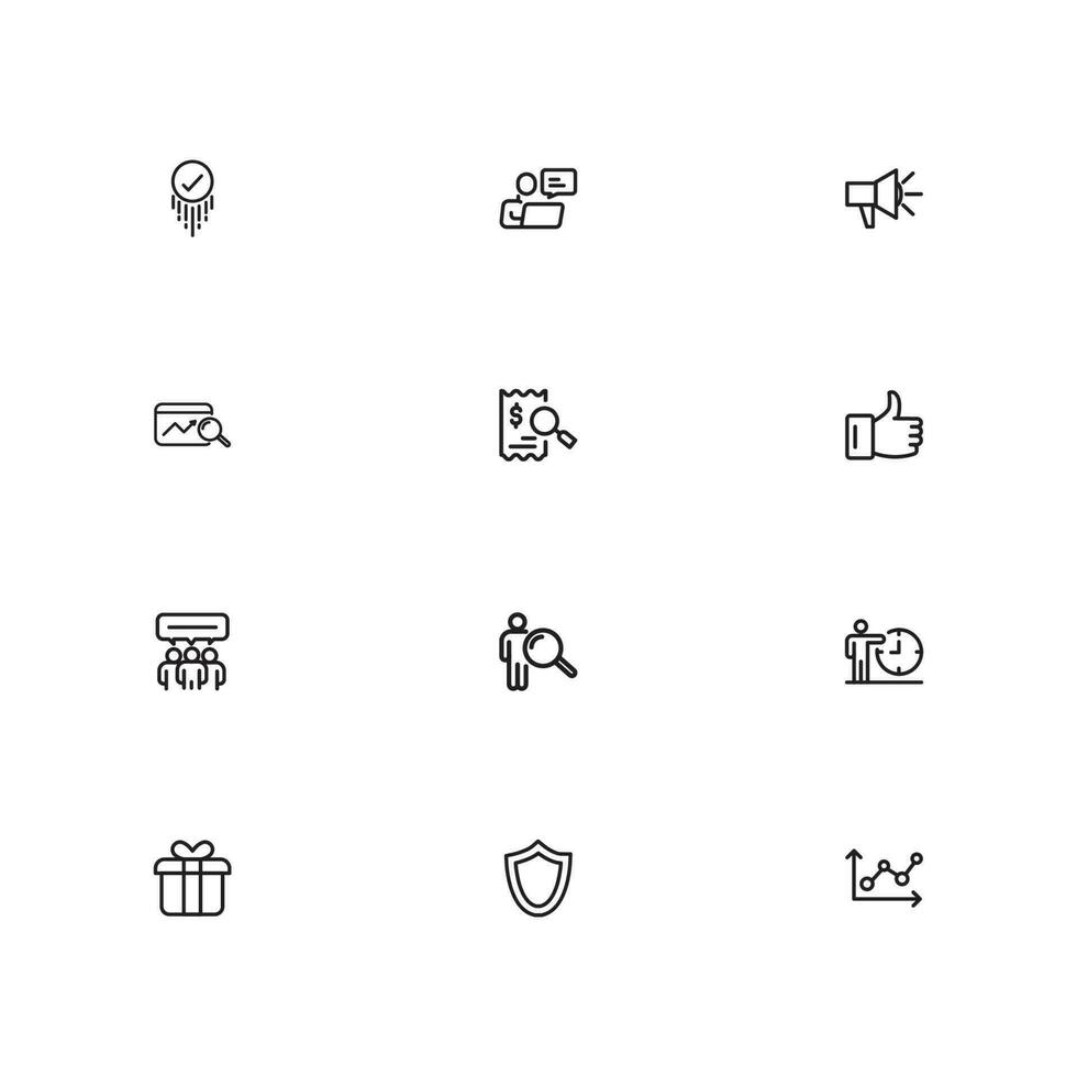 seo och befordran linje ikoner samling. stor ui ikon uppsättning. tunn översikt ikoner packa vektor