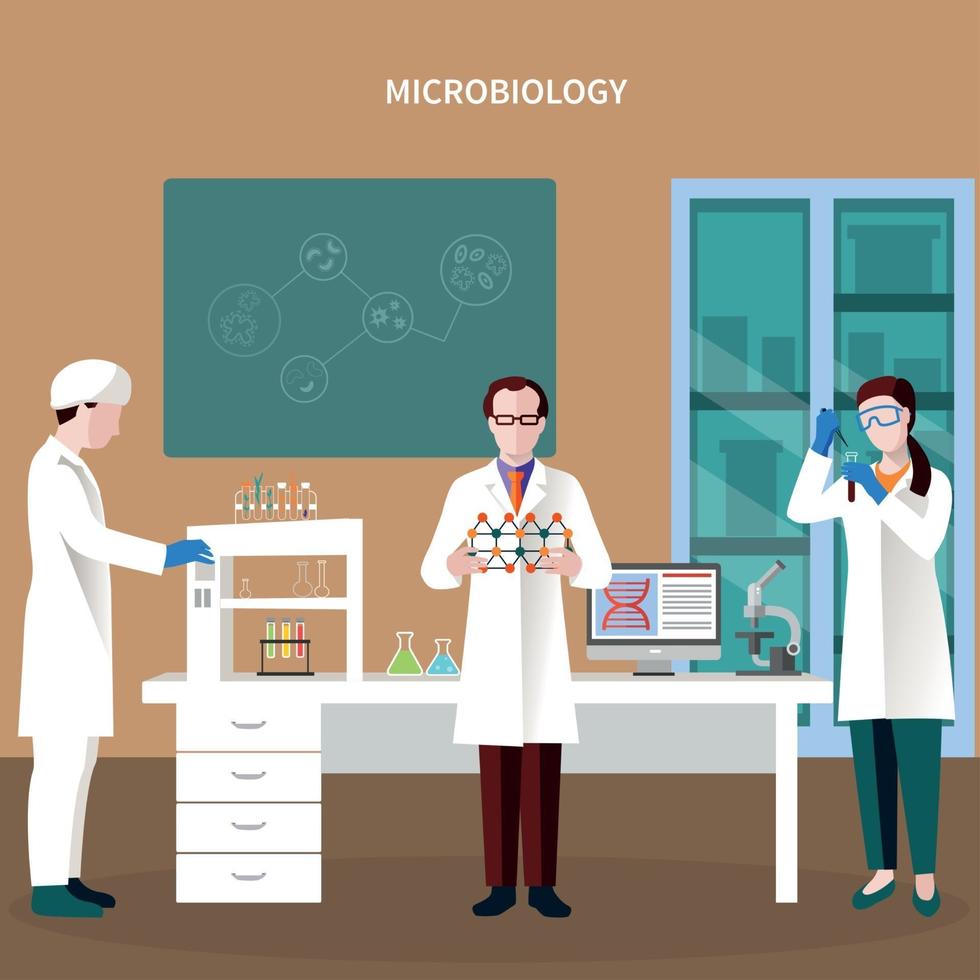 Wissenschaftler Menschen flache Zusammensetzung Vektor-Illustration vektor