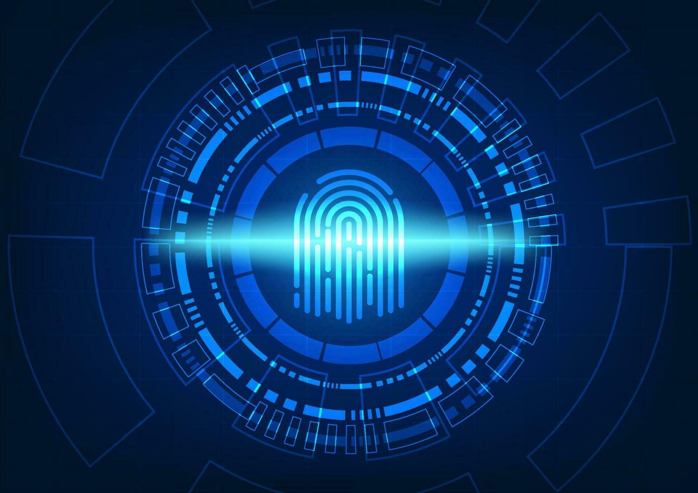 fingeravtryck scanner teknologi smart bakgrund Begagnade för identitet verifiering till tillgång Viktig information. den är en teknologi för skyddande personlig information. modern teknik teknologi. vektor