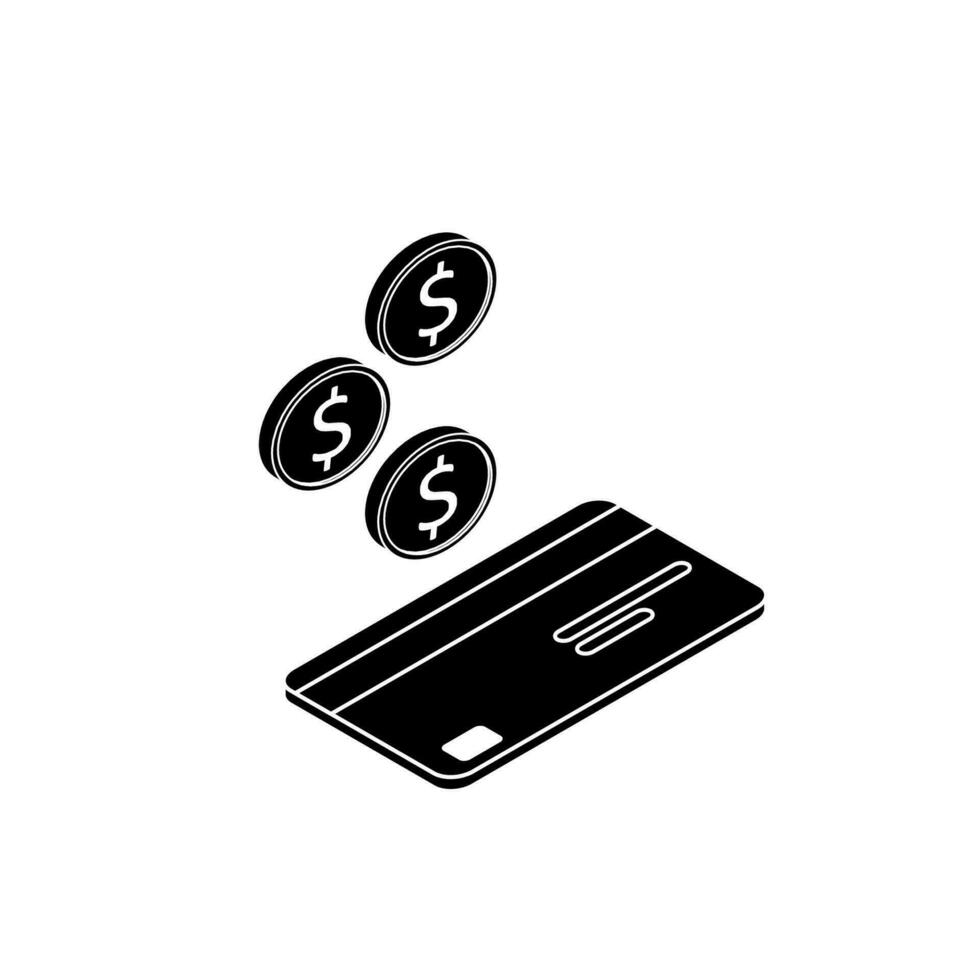 Kasse erhalten ein Bank Karte richtig Aussicht - - Weiß Gliederung Symbol Vektor isometrisch. Cashback Bedienung und online Geld Erstattung. Konzept von Transfer Geld, E-Commerce. eben Stil Vektor Illustration.