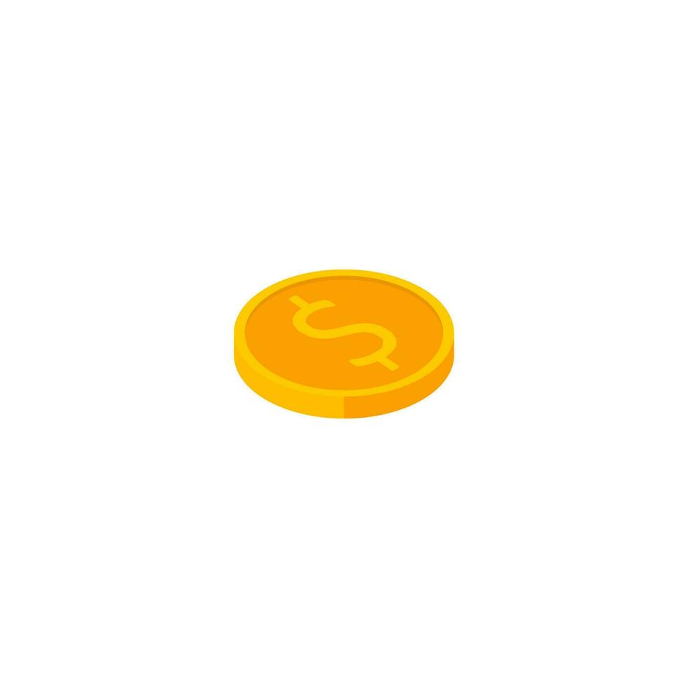 guld mynt rätt se vit bakgrund ikon vektor isometrisk. platt stil vektor illustration.