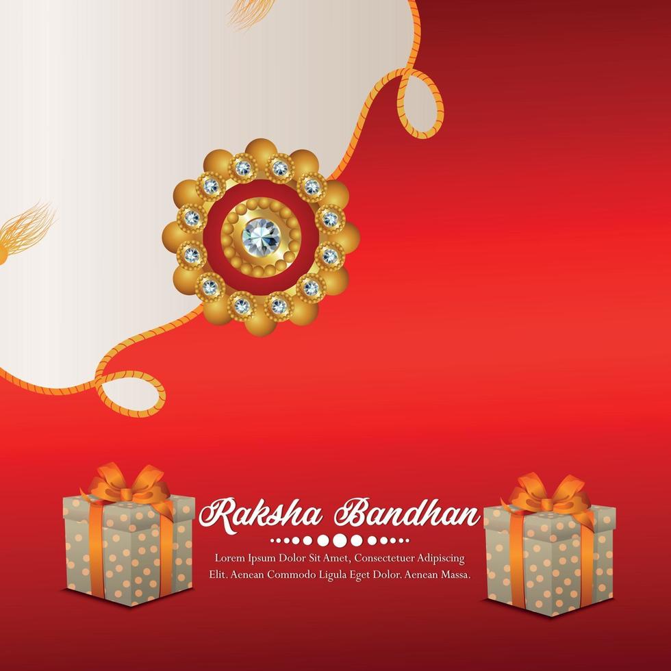 indisk festival av bror och syster lycklig raksha bandhan gratulationskort med vektorgåvor vektor