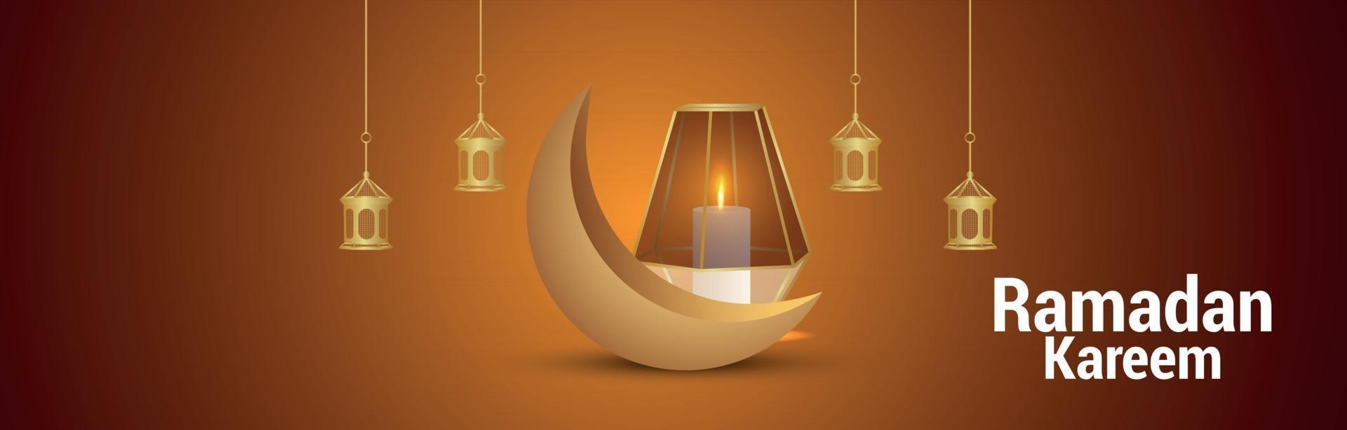 Ramadan Kareem islamisches Festival Banner oder Header mit kreativer Illustration vektor