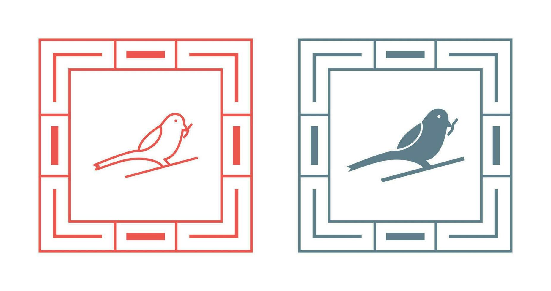 Vektorsymbol für Vogel, der Wurm frisst vektor