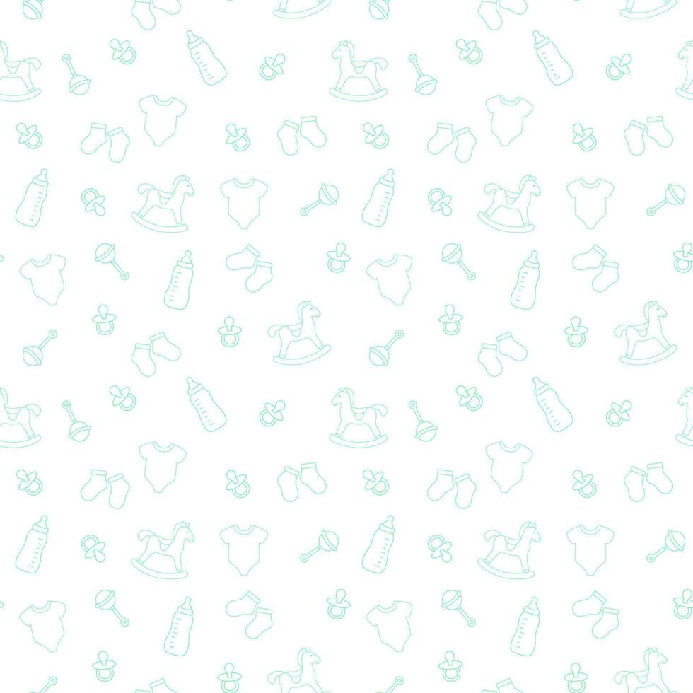 Baby Muster mit Weiß Hintergrund und Grün Elemente vektor