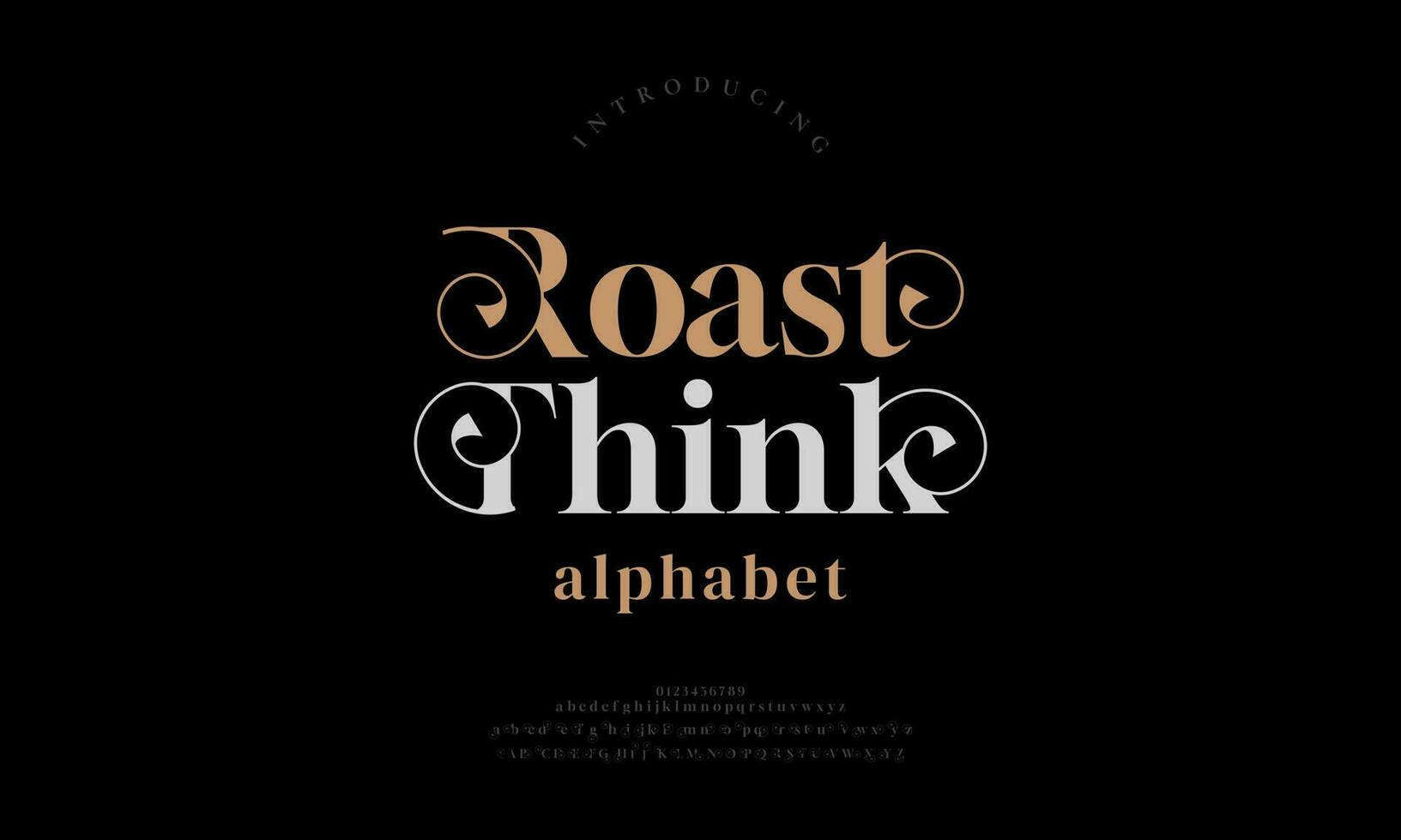 elegant roasttänk alfabet brev font och siffra. klassisk text minimal mode mönster. typografi modern serif typsnitt dekorativ årgång design begrepp. vektor illustration