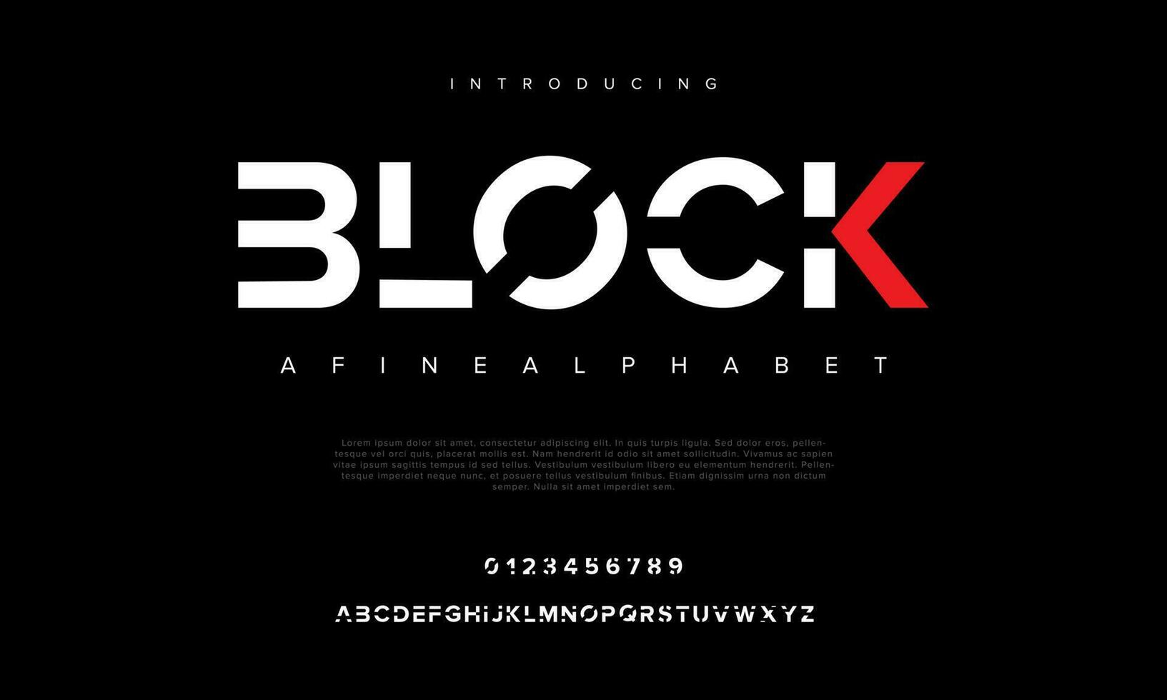 Block abstrakt Digital Technologie Logo Schriftart Alphabet. minimal modern städtisch Schriftarten zum Logo, Marke usw. Typografie Schrift Großbuchstaben Kleinbuchstaben und Nummer. Vektor Illustration