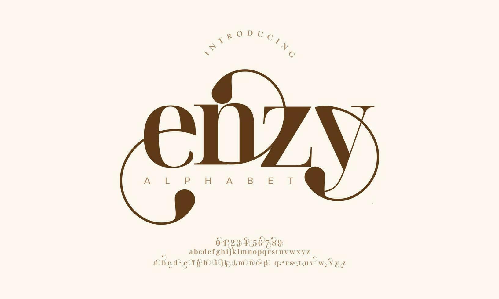 Enzy elegant Alphabet Briefe Schriftart und Nummer. klassisch Beschriftung minimal Mode Entwürfe. Typografie modern serif Schriftarten dekorativ Jahrgang Design Konzept. Vektor Illustration