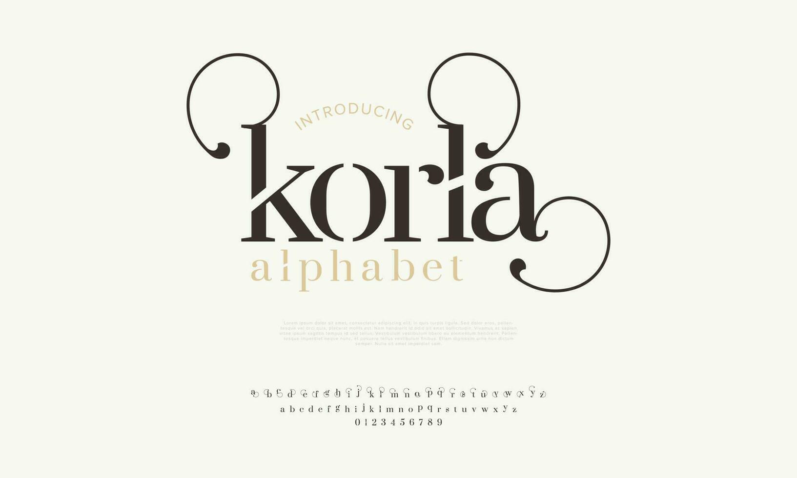 korla abstrakt Digital Technologie Logo Schriftart Alphabet. minimal modern städtisch Schriftarten zum Logo, Marke usw. Typografie Schrift Großbuchstaben Kleinbuchstaben und Nummer. Vektor Illustration