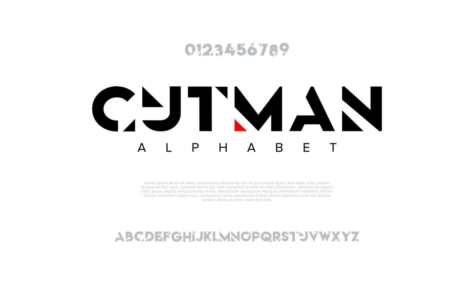 cutman abstrakt digital teknologi logotyp font alfabet. minimal modern urban typsnitt för logotyp, varumärke etc. typografi typsnitt versal små bokstäver och siffra. vektor illustration