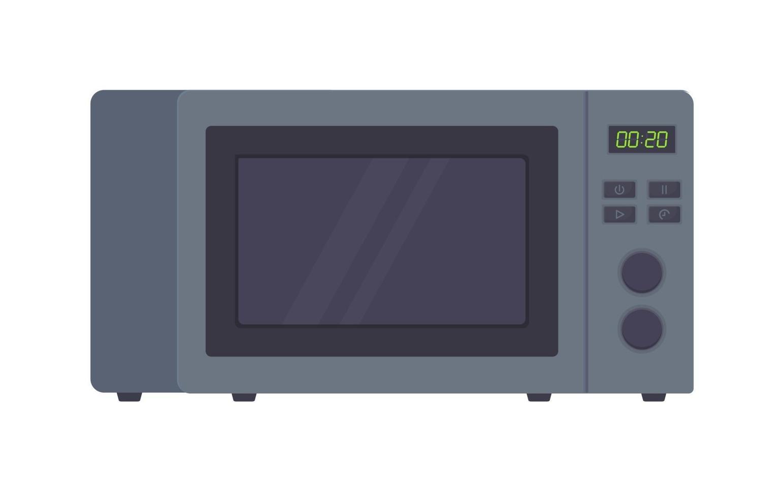 grå metallisk mikrovågsugn clipart matlagningsutrustning elektriska apparater kök teknik mat uppvärmning koncept lager vektorillustration isolerad på vit bakgrund i platt tecknad stil vektor