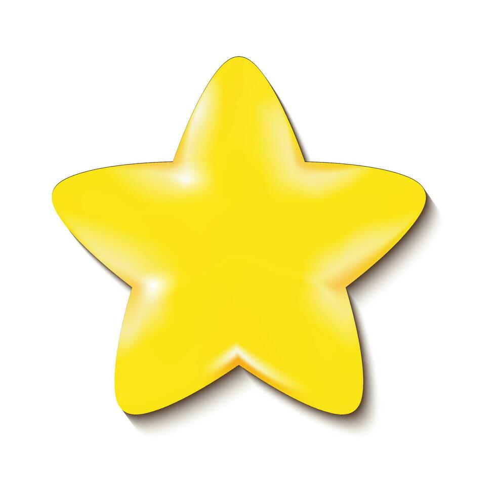 söt 3d stjärna form lysande tecknad serie gyllene gul Färg med skugga vektor