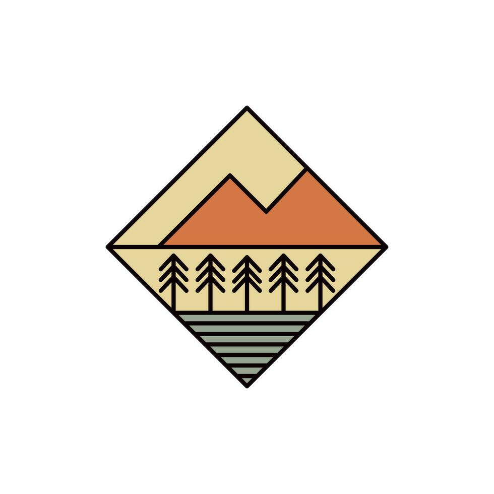 Berg Park Wald draussen Natur Linie modern Logo vektor